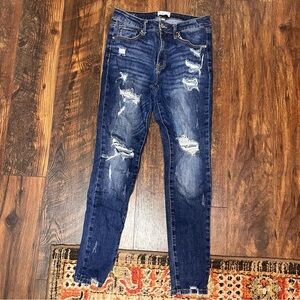 NWOT Tricot dark wash distressed denim jeans size 9 waist 29